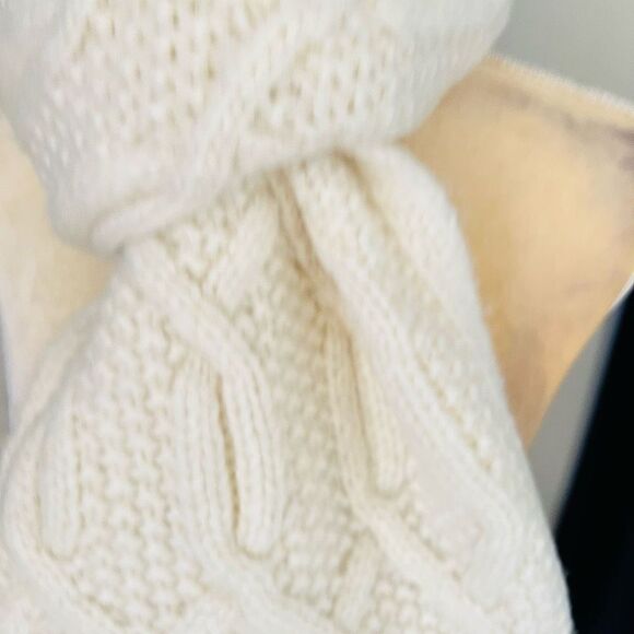 TED BAKER LONDON Homerton Cable Knit Wool Blend Scarf Wrap, Ivory/White, NWT - Picture 11 of 14